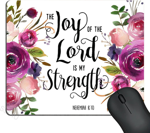 SSOIU Bible Verse Quotes Mouse Pad, Joy of The Lord is My Strength Scripture, 9.5 x 7.9 Inch