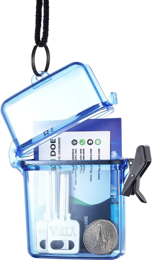 Outus 3 Pieces Waterproof Case ID Card Holder, Floating Sports Case Locker with Hanging Ring and Rope (Clear Gray Blue,