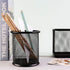 Nicunom 12 Pack Metal Mesh Pen Holder, Round Pencil Cup for Desk Organizer, Black