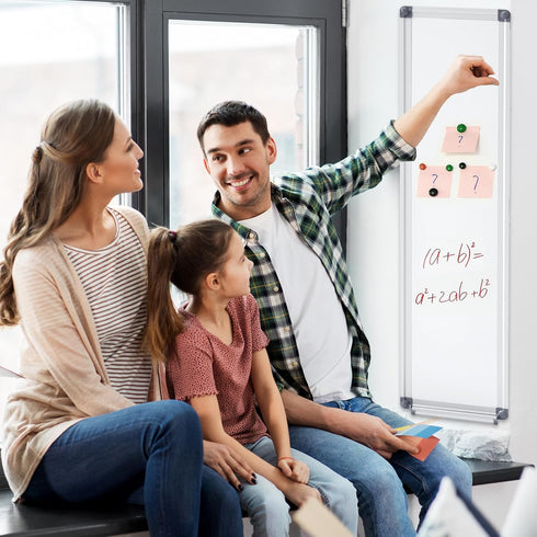 Ireer 2 Pcs Slim Skinny Whiteboard, Portable Narrow Tall Dry Erase Board, Wall Mounted Aluminum Magnetic Board