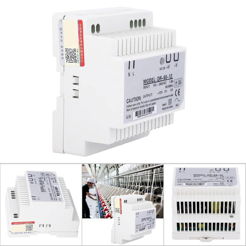 DR-60-12 DIN Rail Power Supply, 100-240V 12V 5A 60W Single Output PWM Switching Electric Source