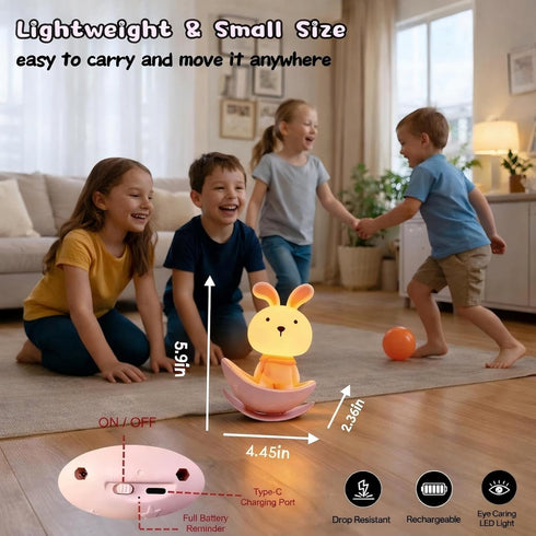 ShonlPin Night Lights for Kids,Rechargeable Nursery Night light,Small Lamps for Baby Nursery,Pink Lamps Bunny, Soft