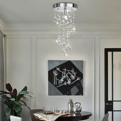 D8"x H15.8" Modern Crystal Chandelier Elegant Spiral Flush Mount Chandelier Modern Raindrop Crystal Ball Chandeliers
