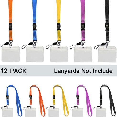 YOUOWO 12 Pack Horizontal ID Card Badge Holders, 3.2 x 3.85 inches, Waterproof Clear Plastic Labels