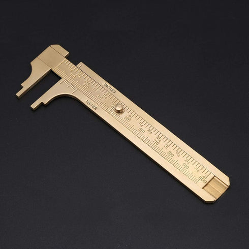 Double Scale Vernier Calipers: Brass Sliding Gauge for Measuring Jewelry (100mm)