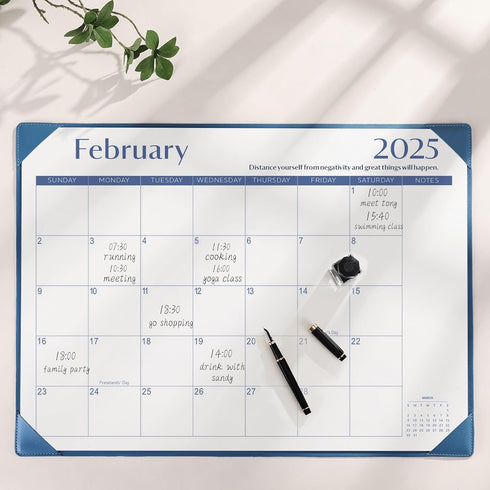 Gannyfer Large Desk Calendar 2024-2025 with Desktop Mat, 18 Month Table Calendar from Jul 2024 to Dec 2025, Blue