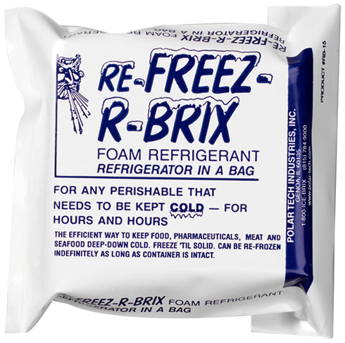 Polar Tech RB15 Re-Freez-R-Brix Foam Refrigerant Pack, 4-1/2" x 4" x 1-1/2" (Case of 6)