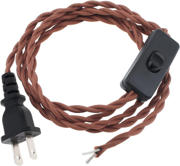 RTNLIT 11.8Ft Twisted Cloth Covered Lamp Cord, 18-Gauge Fabric Electrical Cord with Switch