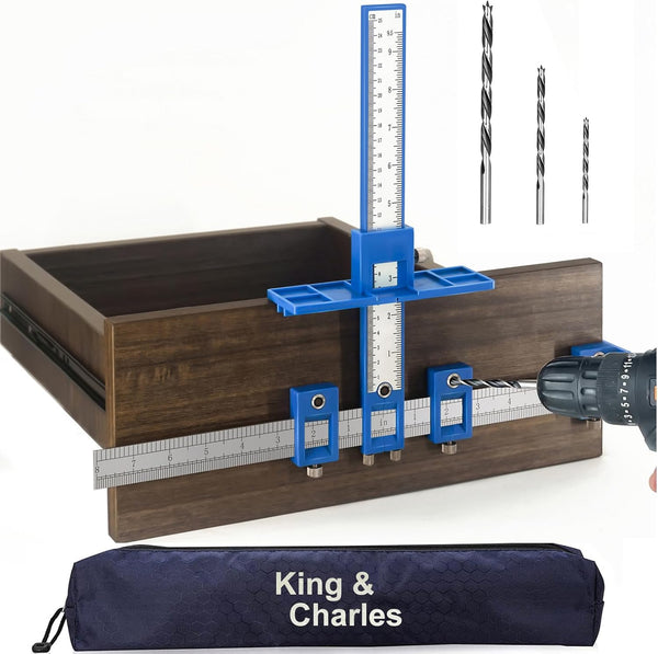 King&Charles Cabinet Hardware Jig, Cabinet Handle Jig with Point Wood Drills for Handles and Pulls on Cabinets