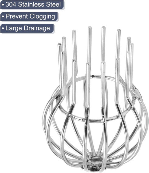 uxcell Gutter Guard, 1Pcs 4 Inch 304 Stainless Steel Down Pipe Filter Strainer for Leaves Roof Screen