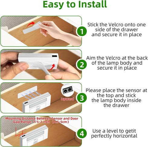 6-Pack Closet Drawer Lights When Open, Lights Battery Operated with Door Sensor, Cabinet Lights When Open for Drawer