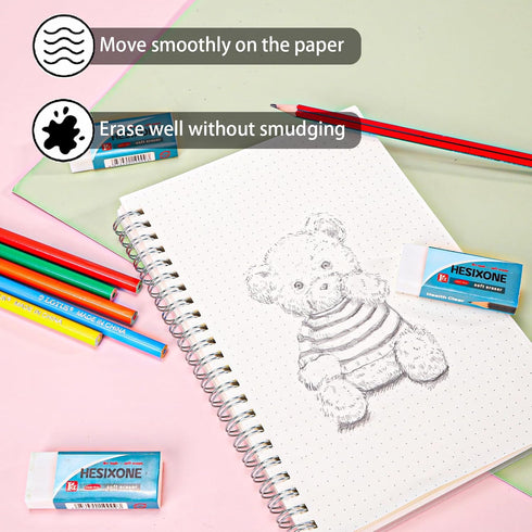 Ciclos Erasers for Kids, Large Block Rubber Eraser, 3 Count White Pencil Erasers