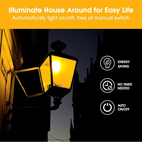 Dusk to Dawn LED Yellow Bug Light Bulb, 6W (40W Equivalent), E26 Base, Auto On/Off, 2 Pack for Outdoor Porch Lights