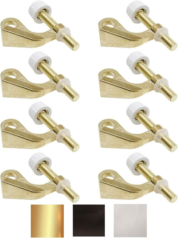 Litepak Hinge Pin Door Stop, Heavy Duty Adjustable Door Saver (8 Pack, Polished Brass)