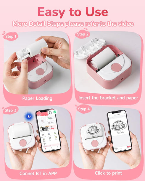 Itari Mini Printer - Q02 Sticker Printer Machine with 1 Roll Paper, Bluetooth Pocket Printer for Anatomical Diagram,