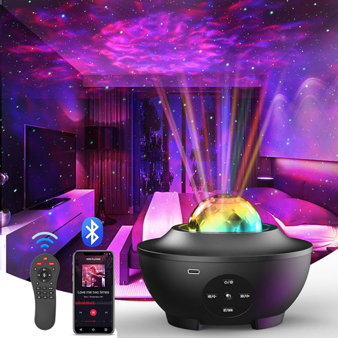 Star Projector,Galaxy Projector for Bedroom,Galaxy Night Light with Timer and Remote,Bluetooth Speaker,White