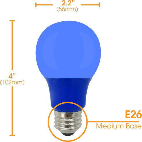 Xtricity LED A19 Blue Light Bulbs, 5W A19/5W/B/LED (40W Equivalent), E26 Medium Base, 120V, Blue, Porch, Holiday