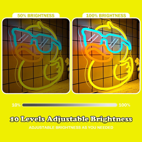 Dimmable Ajoyferris Duck Neon Sign Cool Duck Neon Lights for Bedroom Switch Cute Duck with Glasses Led Sign Bathroom