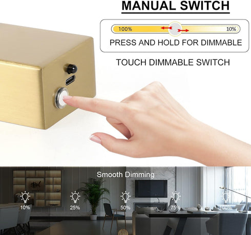 11.8" Rechargeable,10000mAh Paintings,3CCT Dimmable, Aipsun Brass Picture Lights for Wall Battery Operated Art Light