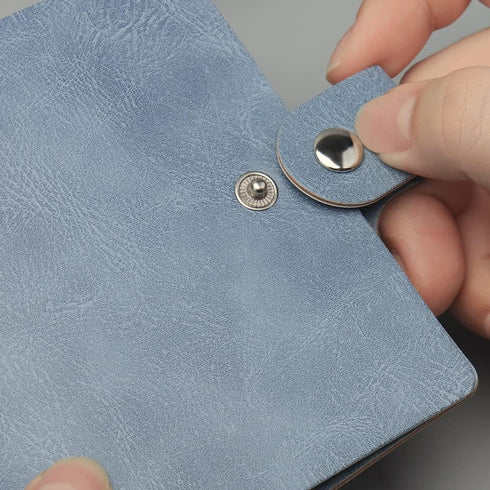 Mini Binder Cover Blue 3-Ring Binder PU Leather Notebook Binder Round Ring Mini Binder with Snap Button Closure Refillable Binder Cover Protector for Personal Planner (Blue) by AxeWoodz