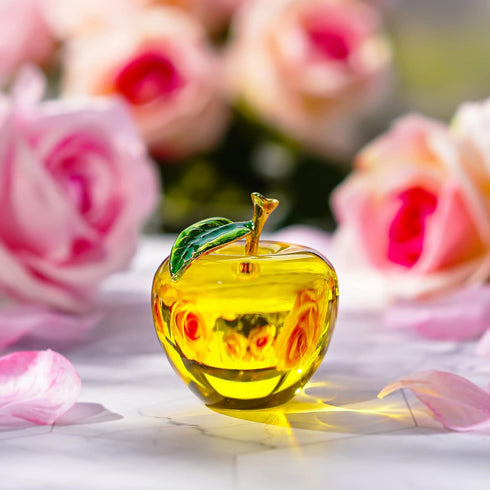 H&D Glaze Crystal Apple Paperweight Craft Decoration, Yellow