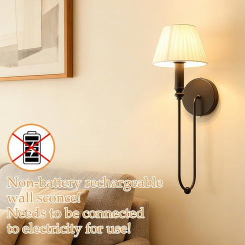 cancomzone Sets 2 Set Wall Sconces of | Bathroom Wall Sconces of Two with Pleated Shades | Black Wall Lighting