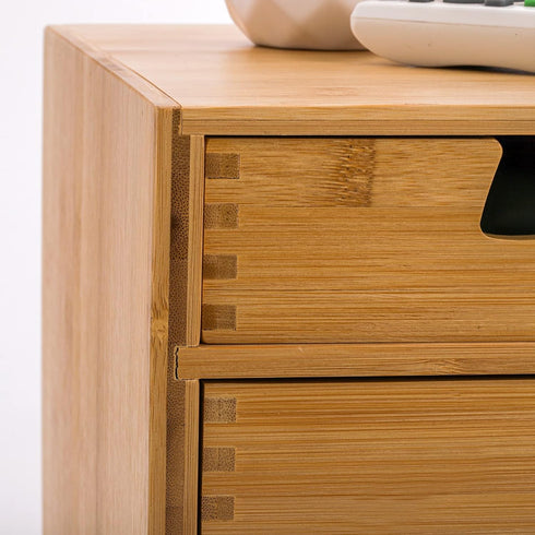 DEAYOU Bamboo Desk Organizer, 4 Drawer Storage Cabinet Box for Home Office Supplies