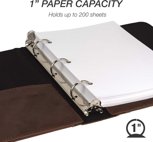 Samsill Vintage Hardback Jr. Book Style 3 Ring Binder, 1 Inch Round Ring, Holds 200 Sheets, Dark Brown