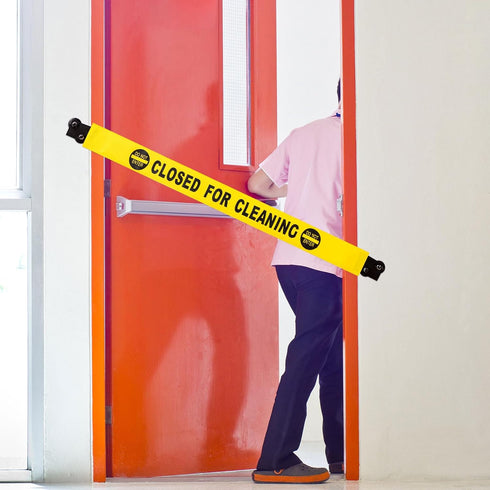 2 Pcs Closed for Cleaning Sign with Magnetic Ends, Nylon Bathroom Restroom Do Not Enter Signs with 8 Suction Cups