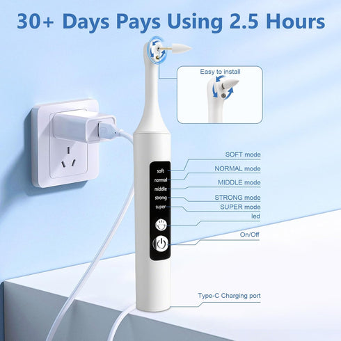 VixFonuy 6 5 Teeth Polisher Kit: Heads, Speed Modes - for Teeth Cleaning Tools, Suitable for Daily Home Use,USB