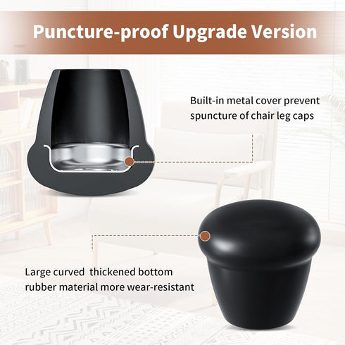 3/4" 8 0.63" 0.75") Ezprotekt Round Rubber Chair Leg Caps, Pcs Non-Slip Chair Leg Floor Protectors for Hardwood Floors