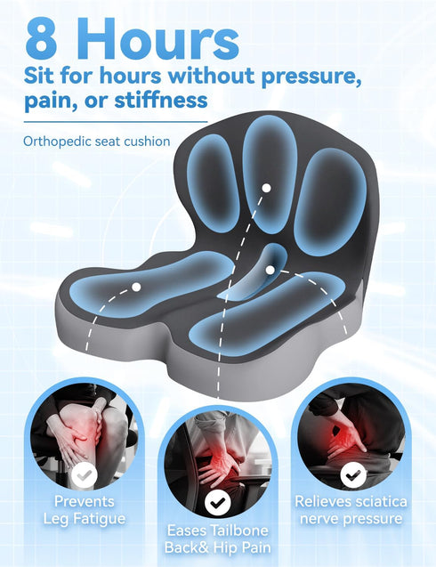 Celinva Orthopedic Cushion Tailbone Orthopedic Cushion, Car Seat Cushion for Pain Relief, Ergonomic Memory Foam Chair