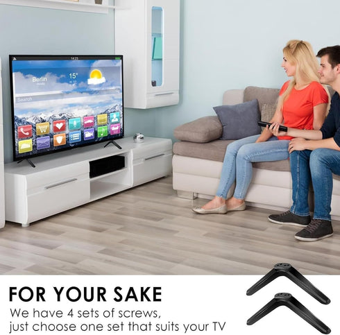 Decumeby TV Stand Legs, Base Stand TV Cabinet Legs No Drill Installation Thick Non Slip Pads for Wood Marble Glass