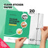 Clear Sticker Paper - Glossy Vinyl for Laser Printer, 20 Sheets, 8.5 x 11" Letter Size - Perfect for Vibrant Crafting