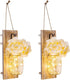 2 Pack, Mason Jar Wall Decor -Rustic with Hydrangea Flowers - Rustic Farmhouse Wall Sconces, Easy Installation (Khaki
