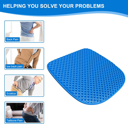 TONINT Large Gel Seat Cushion for Long Sitting with Non-Slip Cover,Soft & Breathable,Seat Cushion