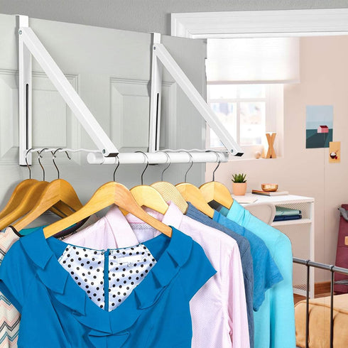 HOLDN’ STORAGE Foldable Over The Door Hanger Rack for Hanging Towels, Coats & Clothes - Hooks for Bedroom, Washroom,