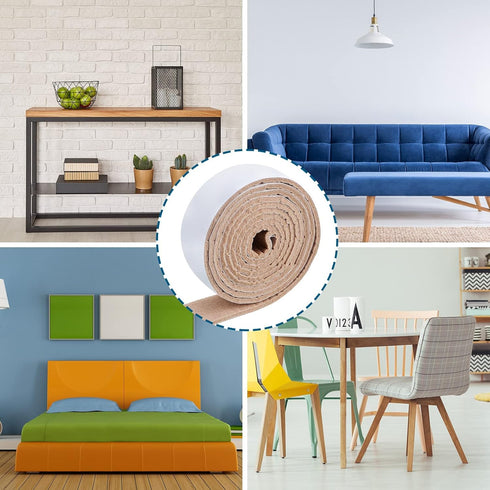 Felt Strips with Adhesive Backing, 2 Packs Non Slip Furniture Pads, Felt Tape for Protecting Hardwood Floors (120 x 1 x