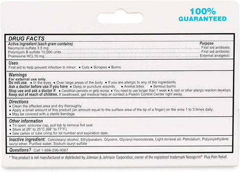 Globe First Aid Antibiotic Cream with Neomycin, Polymyxin B, Pramoxine, 24 Hour Infection Protection (1 Tube)