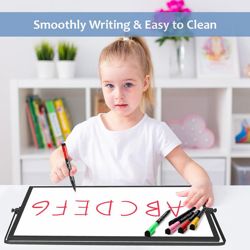Dry Erase White Board, 16 x 12 Inch Magnetic Whiteboard with Stand, Portable Double-Sided Easel, 10 Markers, 4 Magnets,
