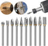 Tungsten Carbide Rotary Burr Die Grinder Bits, Single Cut Grinding Head 10mm with 1/4" Shank for Woodworking