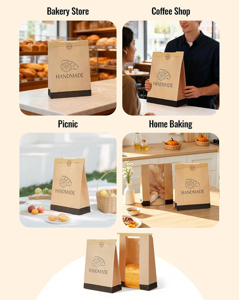 100Pcs 14 8.3 3.5 Inch 126 Bake Choice Paper Bread Bags for Homemade Bread, x x Sourdough Bags with Tin Tie Tab Lock