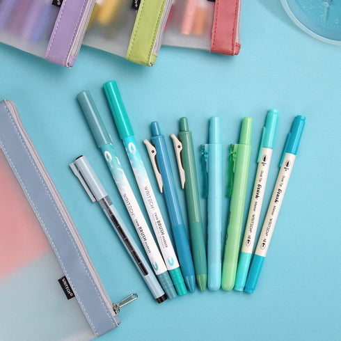 WRITECH Journaling Kit, 9 Count Gel Ink Pens, Retractable Highlighters, Dual Tip Brush Pens, Pen Bag