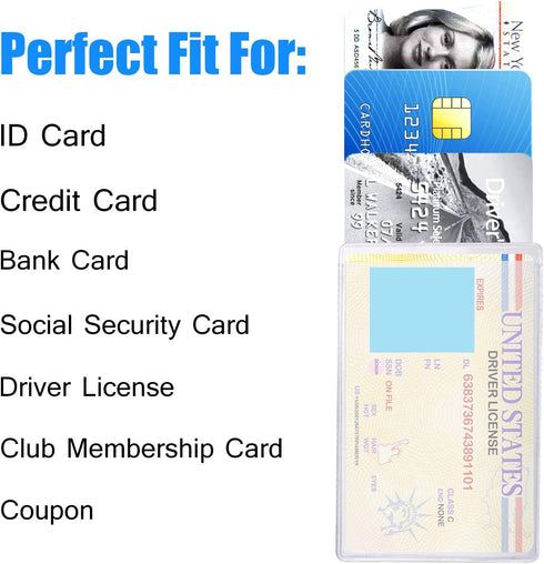 Transparent Credit Card Sleeves, 20pcs Clear Waterproof Holder Inserts for Insurance License ID Business Social