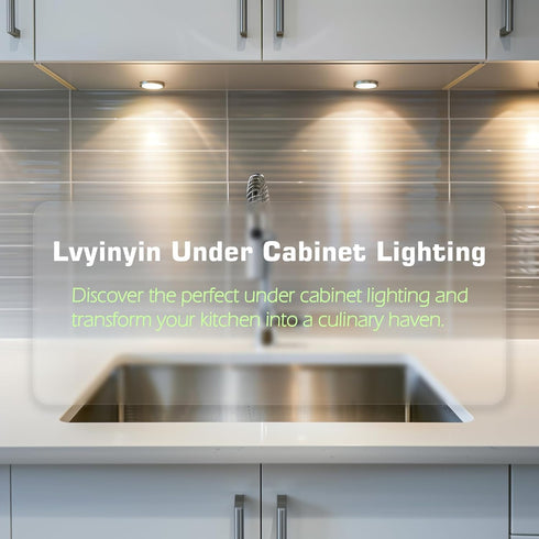 110V Dimmable, 2700K,6 Kitchen Cabinet Undereath Light Kit, Backsplash Back Lighting, Plugged in & Hardwired, RF Remote