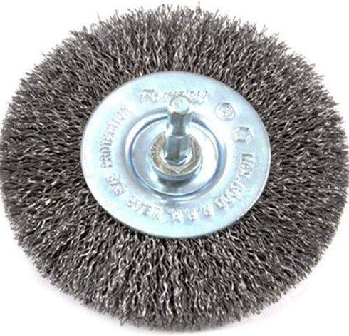 Forney 72739 Wire Wheel Brush, Coarse Crimped, 1/4-Inch Hex Shank, 4-Inch-by-.012-Inch