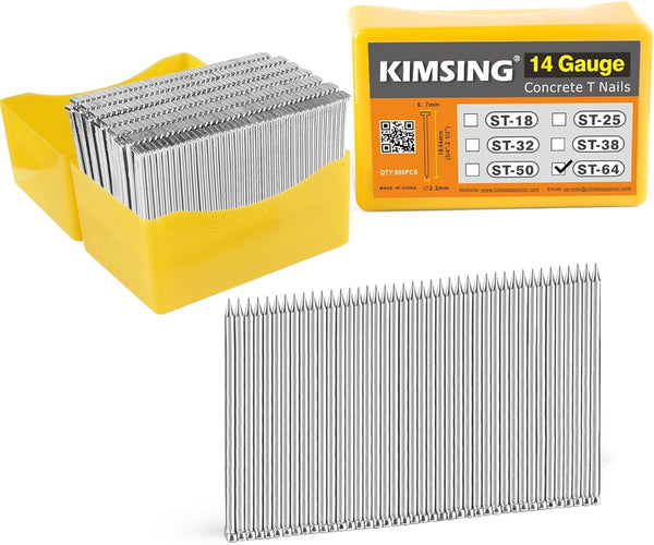 14 Gauge 2-1/2" Concrete Nails 800PCS/Box T Nails for Truss Building, Construction Framing and Concrete Nailing