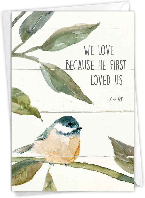 The Best Card Company Anniversary Greeting Card with Envelope - Loving Scripture Birds Stationery for Spouse C7108JANG