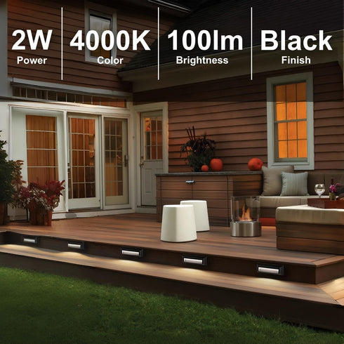 ZONK Outdoor Indoor Step Stair Lights, 110V-240V Waterproof IP65 2W 4000K Neutral White Lighting (1 Pack)