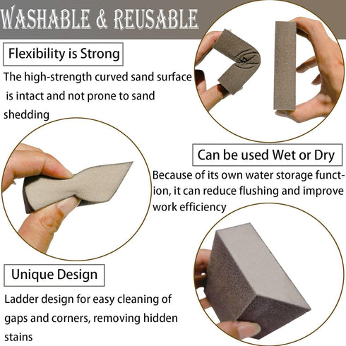 M-jump 8 Pack Single Sanding Sponge Kit - Coarse Medium Fine Grit Washable and Reusable Blocks